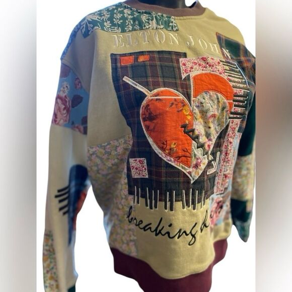 Teddy Fresh | Long Sleeve Sweater ELTON JOHN Patchwork Crewneck | Unisex | S - Picture 3 of 9